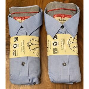 Lidl Women's Long Sleeve Light Blue Shirt Med. 2 Button Up Collar Cotton Shirts